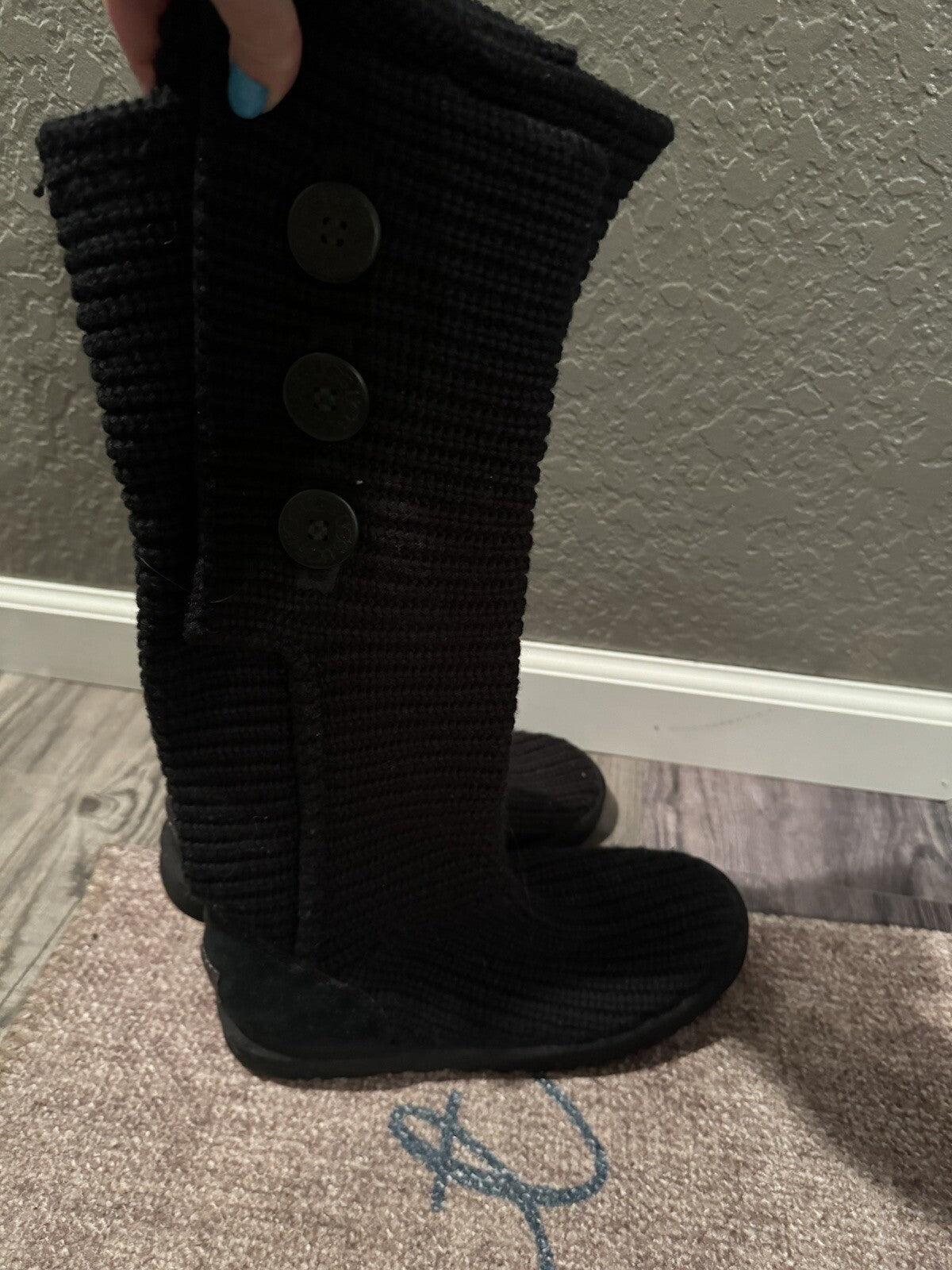 Ugg Knit Tall Black Boots Size 9 Black 
