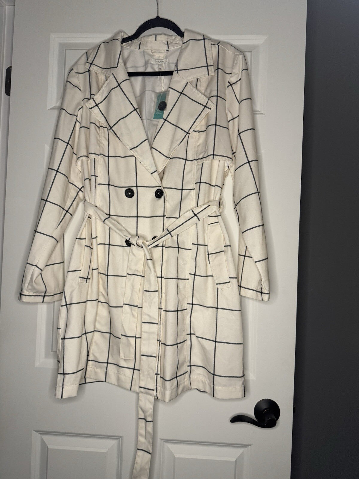 Maurice’s Jacket Cream With Blue Stripe Xl W Belt Nwt 59.90