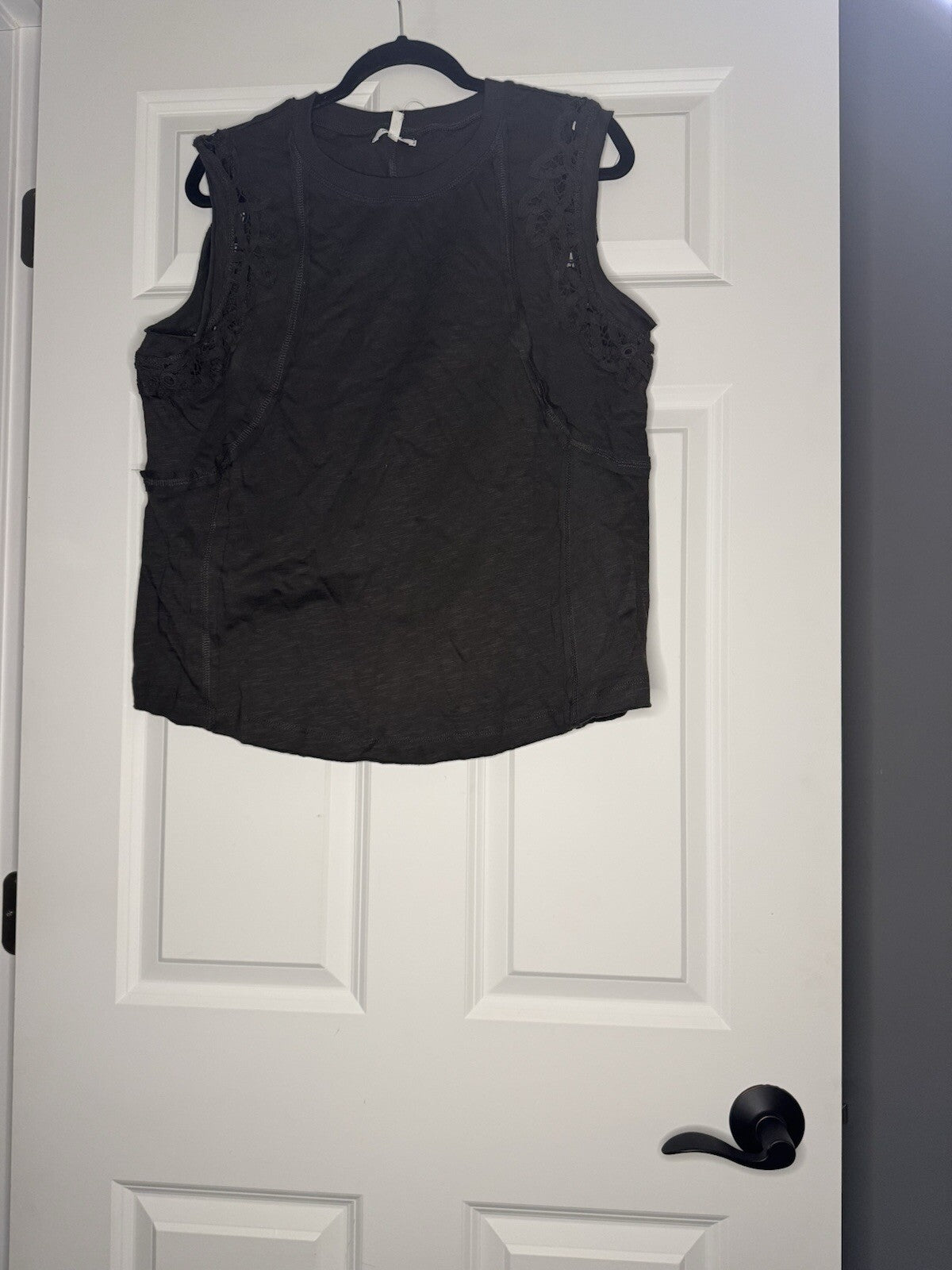 Maurice’s Sleeveless Blouse Xl Gray Heathered W Lace Stitching Nwt 29.50