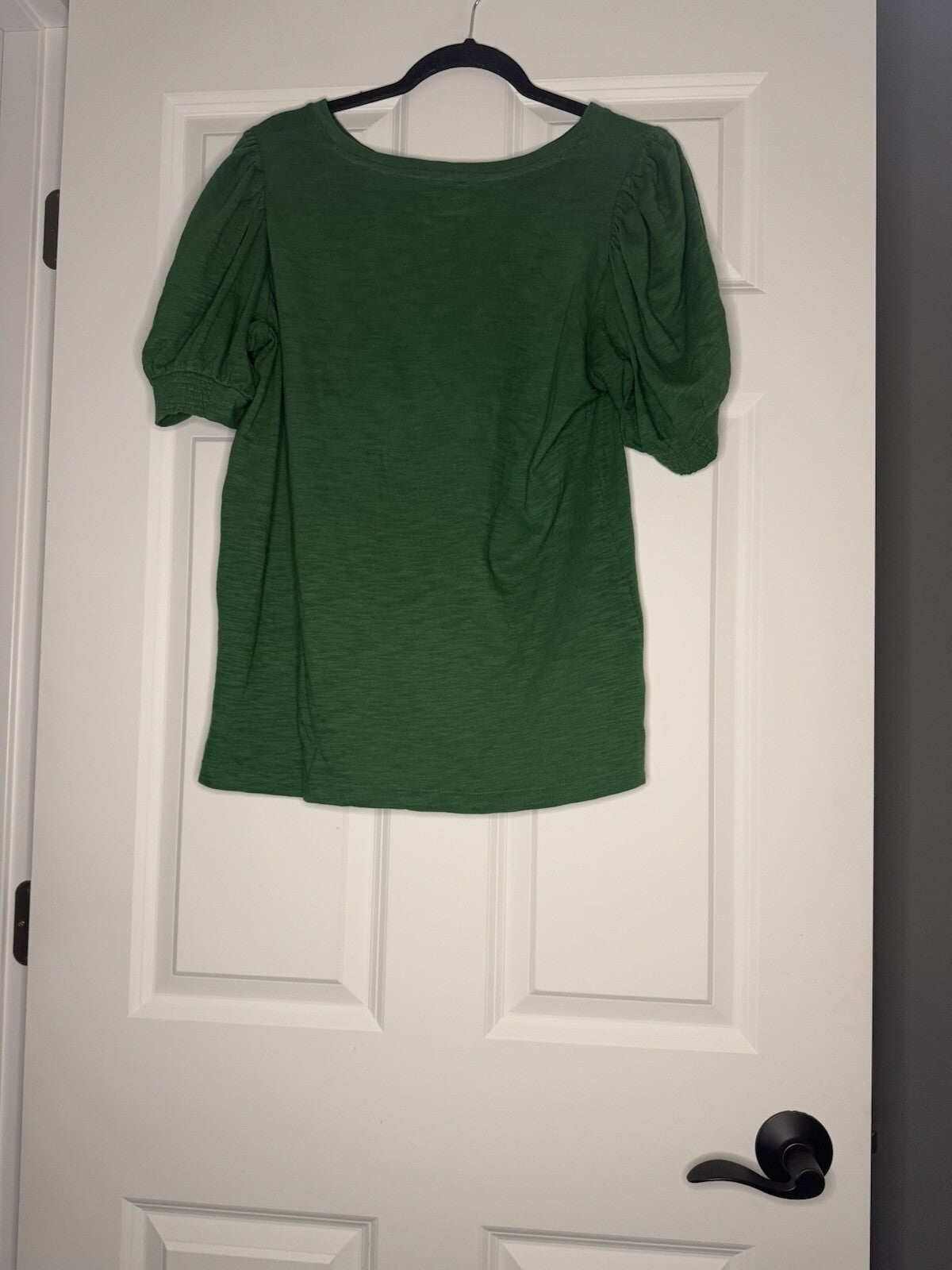 Chicos Short Sleeve Poofy Sleeve Blouse Green Size 2 