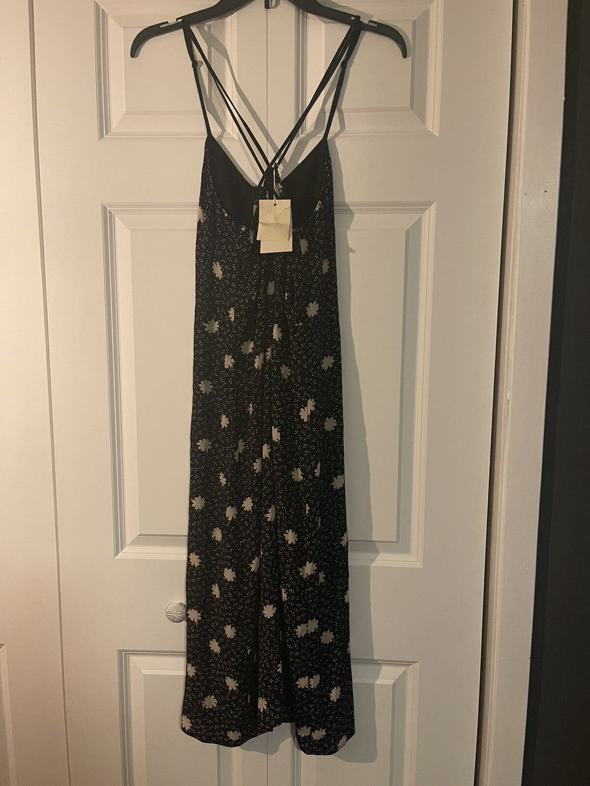 The Korner dress size large black beige floral nwt Originally $118