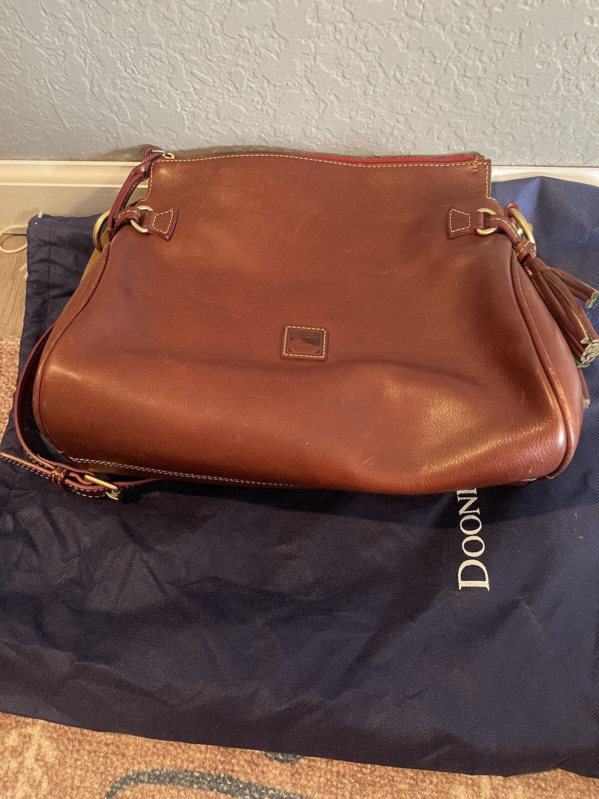 Dooney Bourke Brown Purse With Tassels And Dust Cover Some Small Markings Shown 