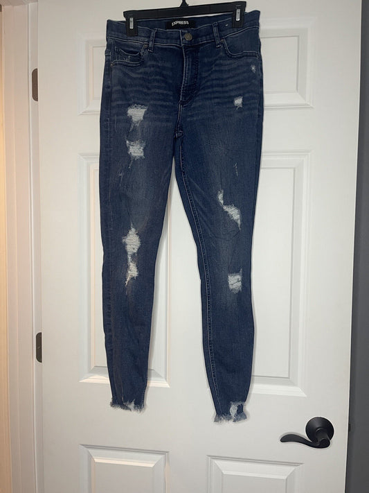 Express Ankle High Rise Distressed Jeans Size 8 