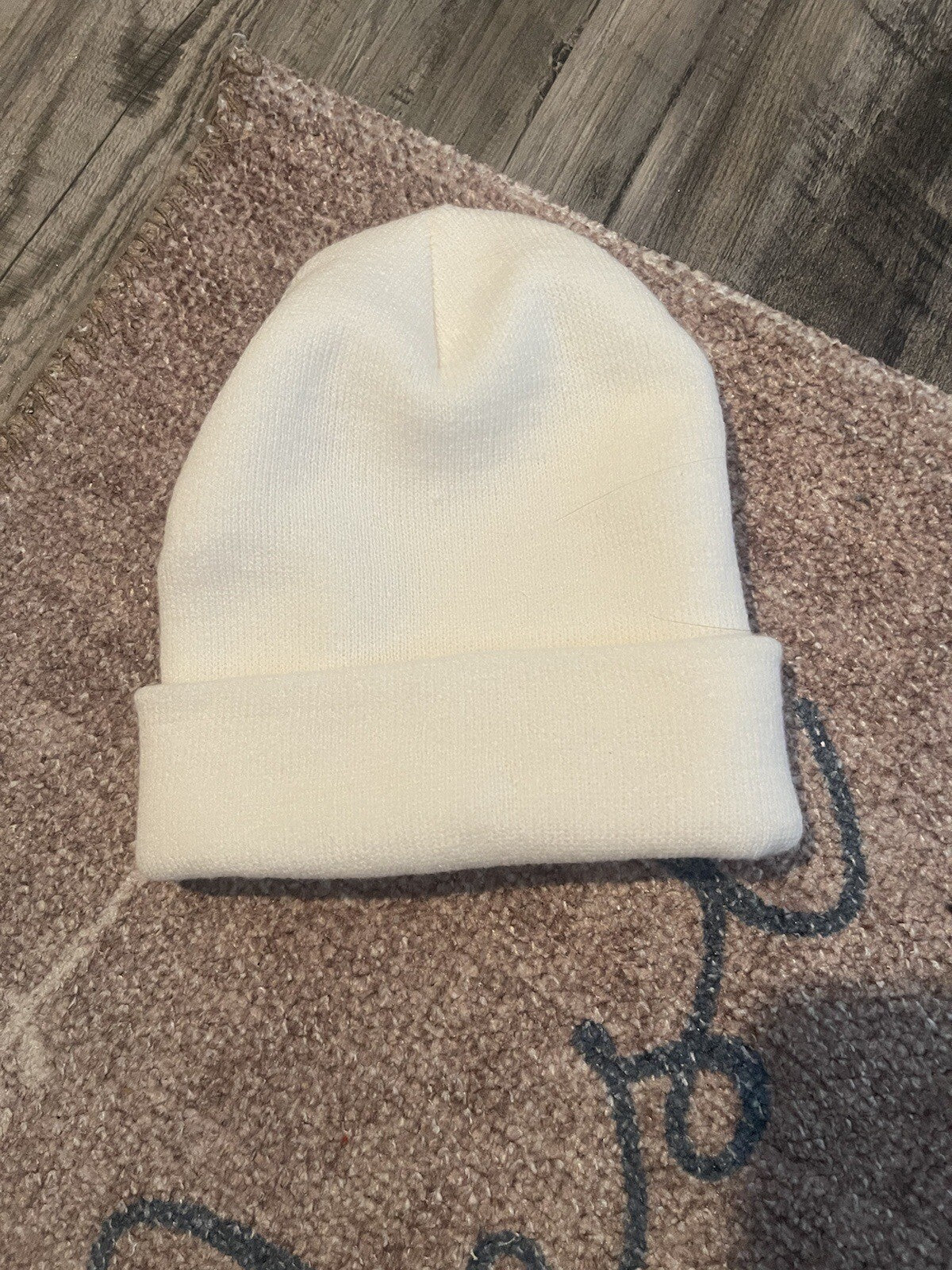 Unbranded Beanie Ivory With Wink Face 