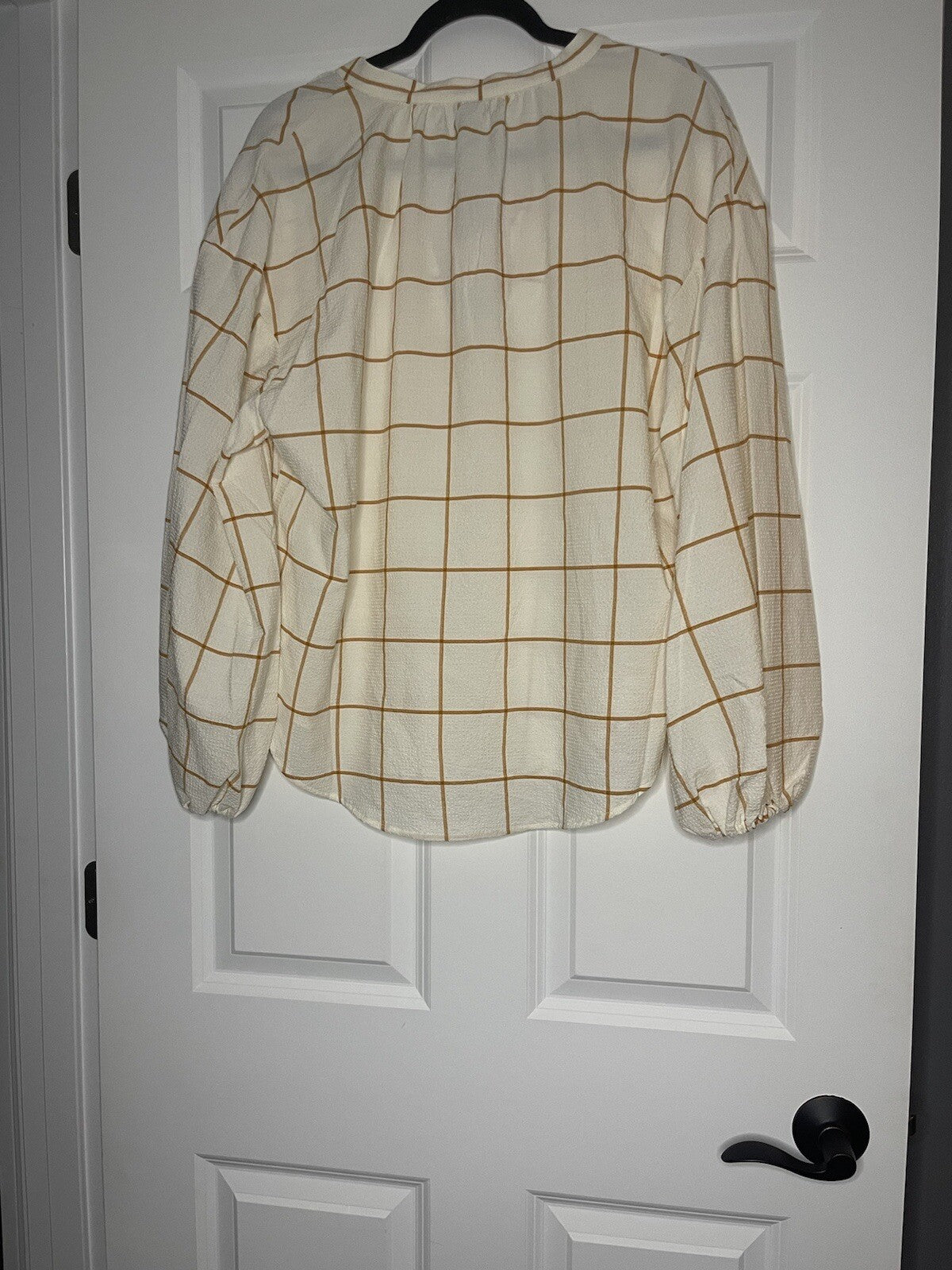 A New Day Long Sleeve Blouse Large Cream With Mustard Stripes Nwt 