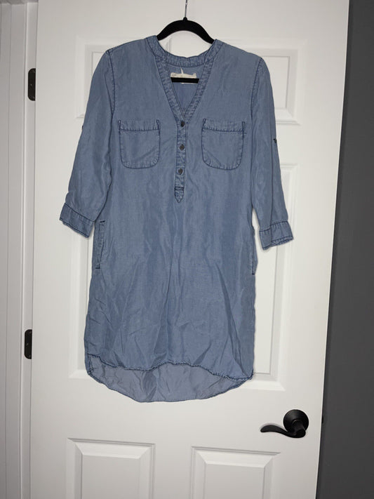 Chambrai 3/4 sleeve blue jean dress small 