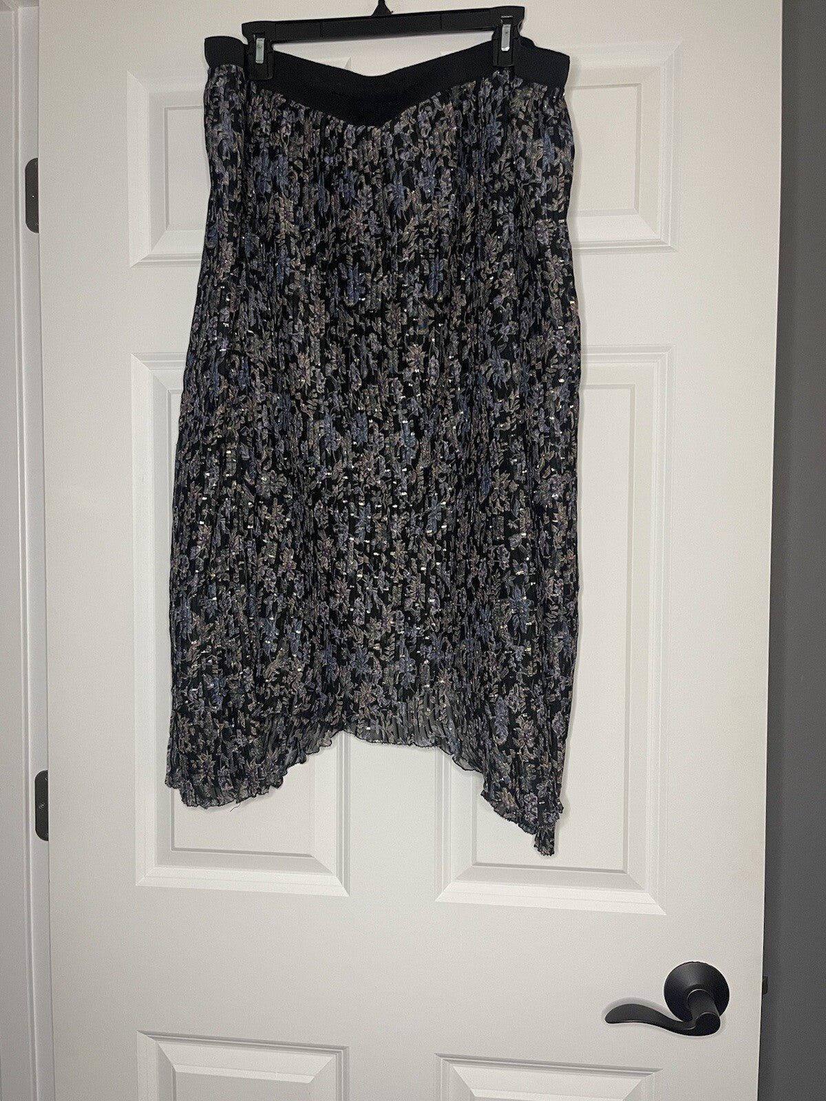 Good Hart By Matilda Jane Skirt 2xl Black With Blue Silver Purple Floral Nwt