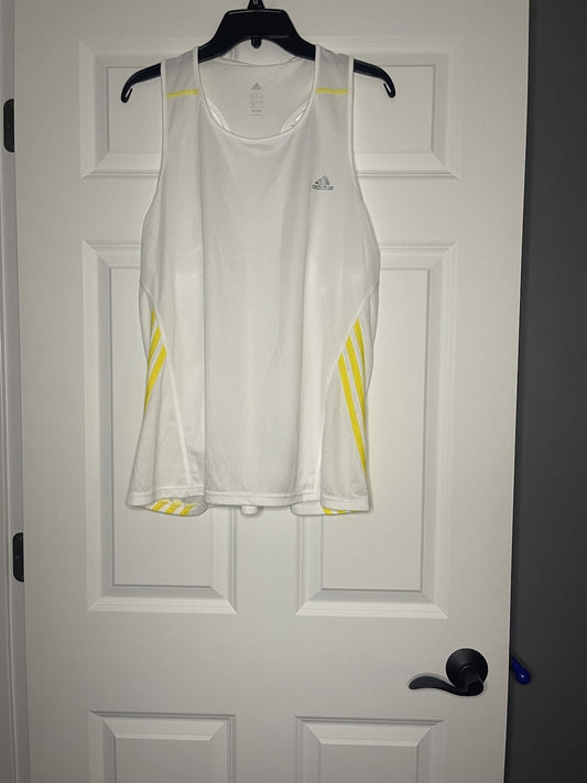 Adidas Climalite tank top xl white with yellow gray logo NWT