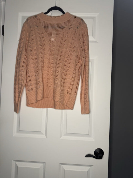 Loft Knit Sweater Peach W Cut Outs Xl Nwt 