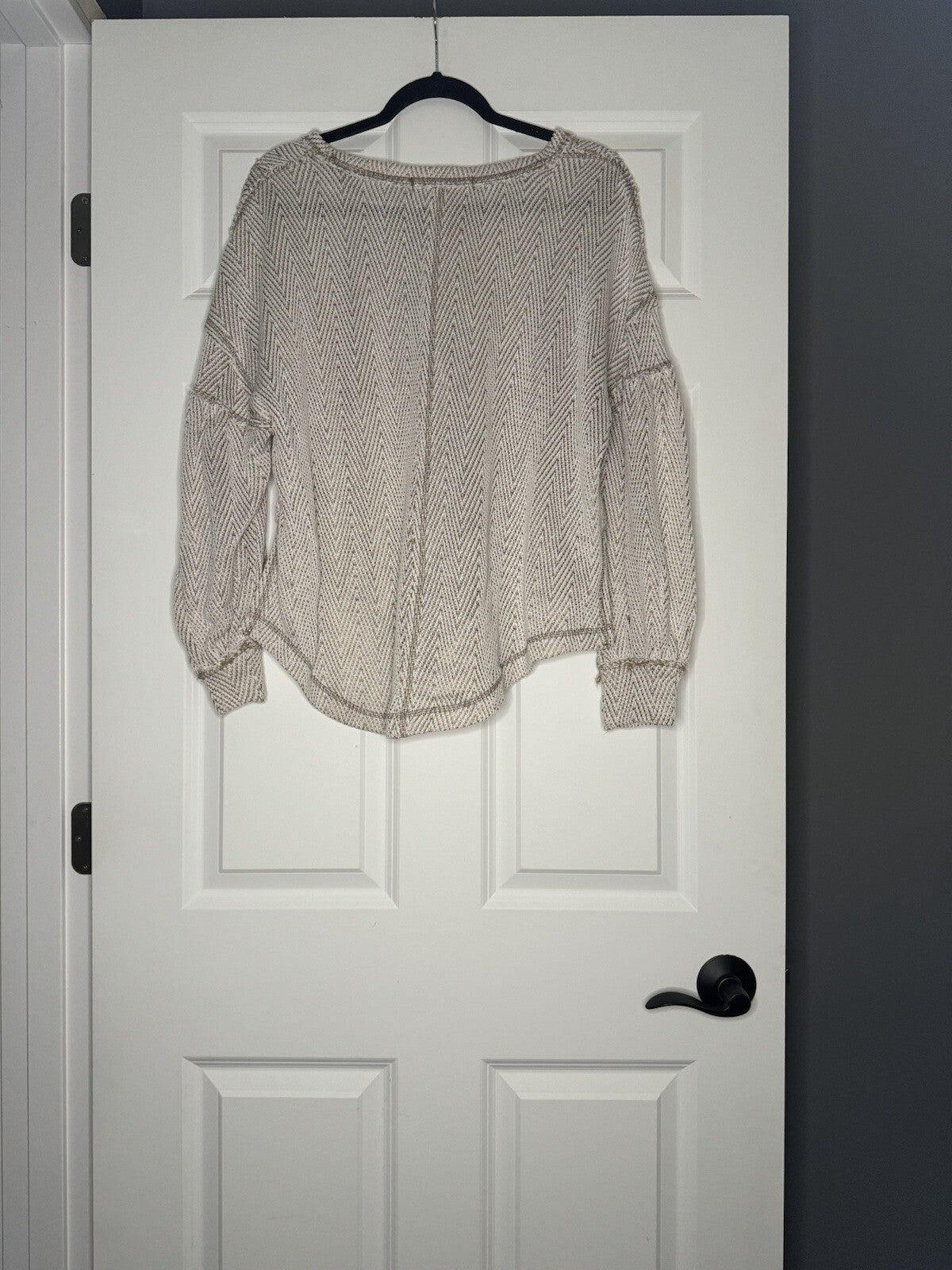 Free People Long Sleeve Top Ivory And Gold W Pocket XS