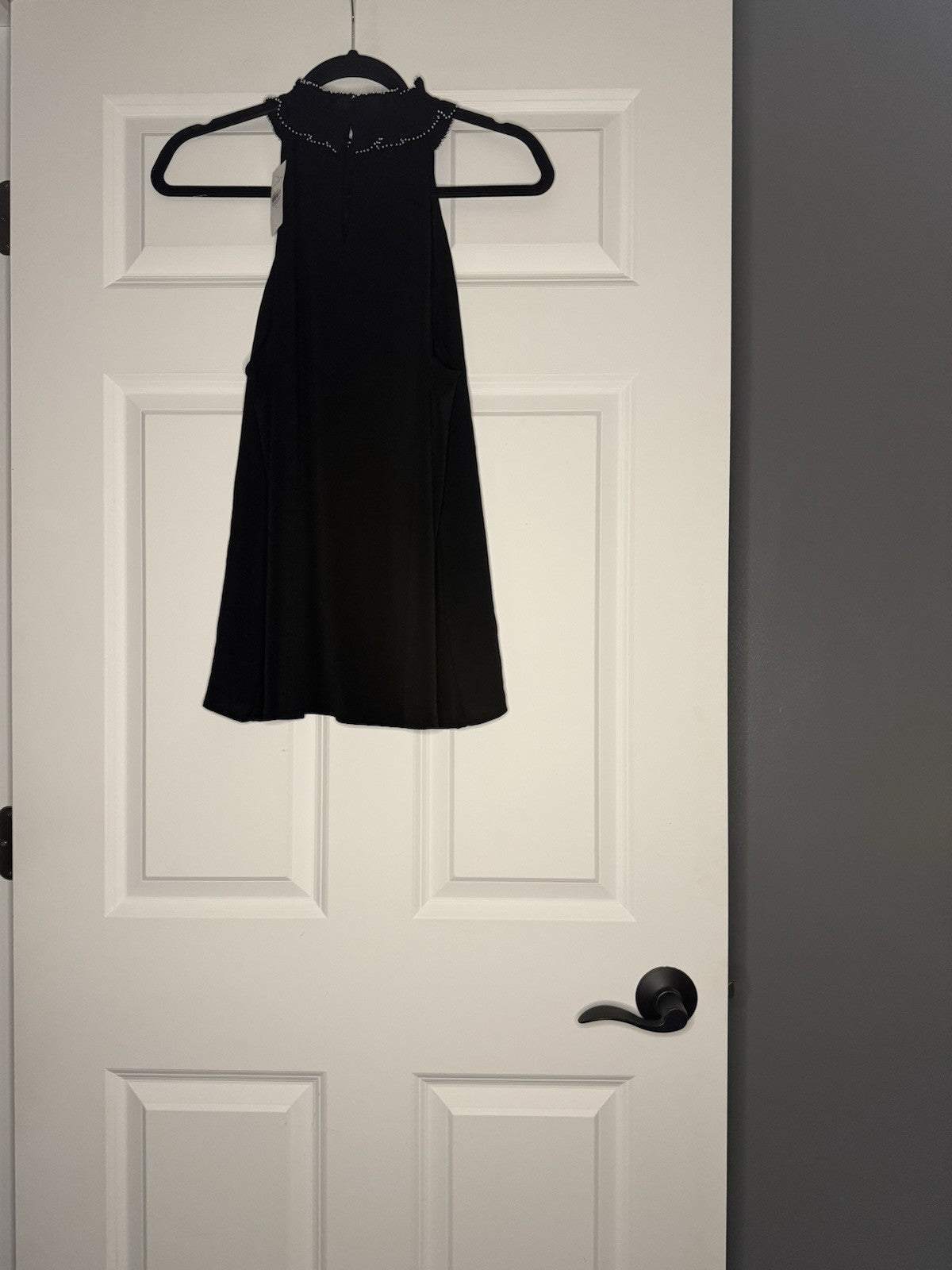 Ann Taylor Sleeveless Blouse High Neck Ruffle W Pearls Black Large Nwt 