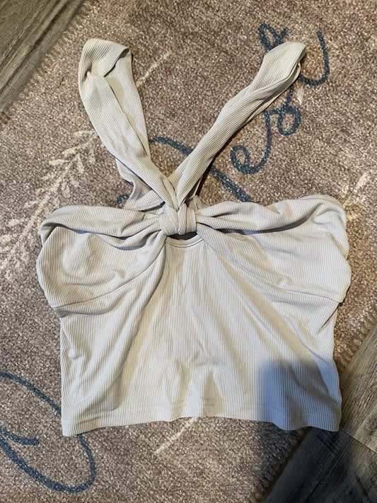 Cider sleeveless crop top ribbed light gray xl NWT 