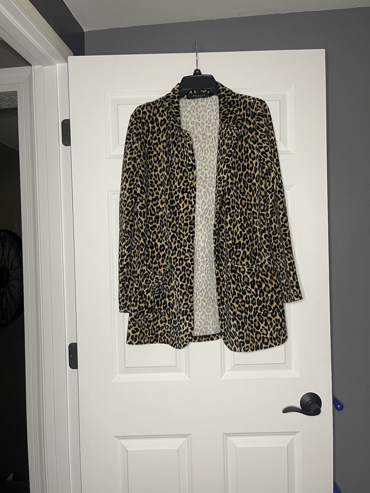 Maverick the collection animal print cardigan medium brown black