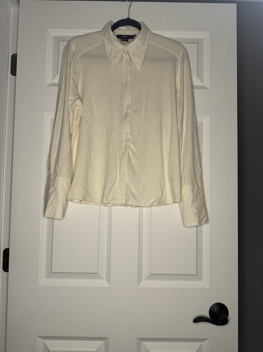 Gtsq Long Sleeve Blouse Xl Full Zip Ivory 