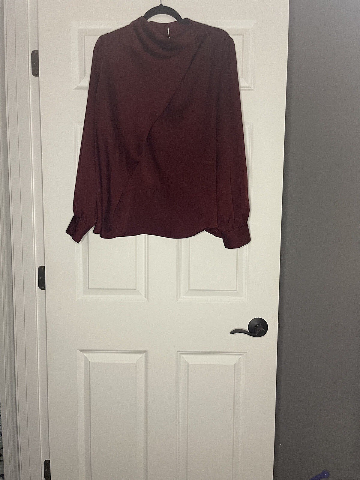 Express Long Sleeve Blouse Maroon Xl W Overlap In Front 