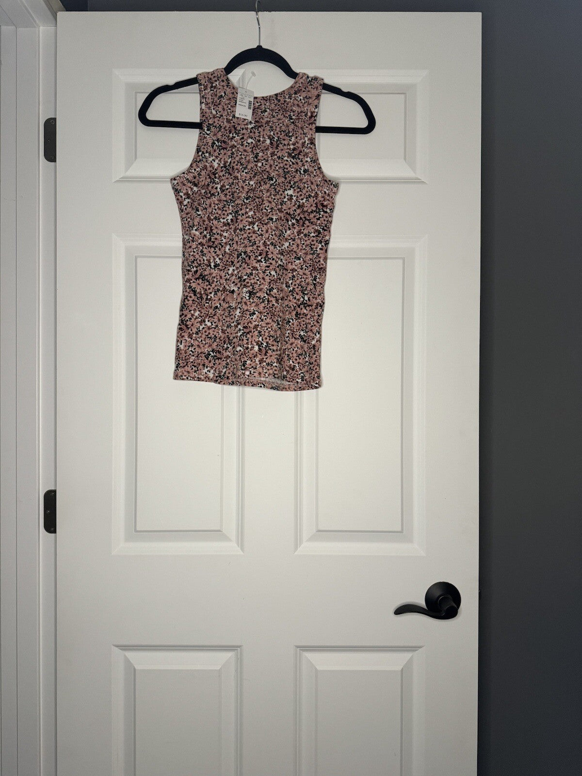 Maurice’s Sleeveless Ribbed Blouse Medium Mauve Black Green White Floral Nwt