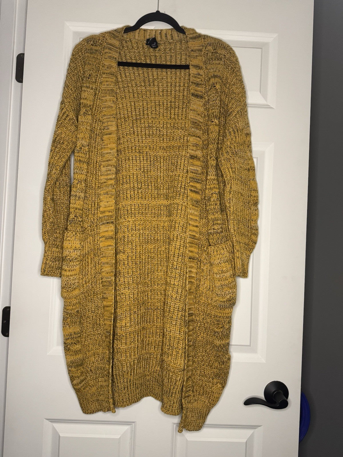 Agnes And Dora Medium Knit Cardigan Mustard Black White Mix 