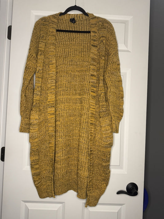 Agnes And Dora Medium Knit Cardigan Mustard Black White Mix 