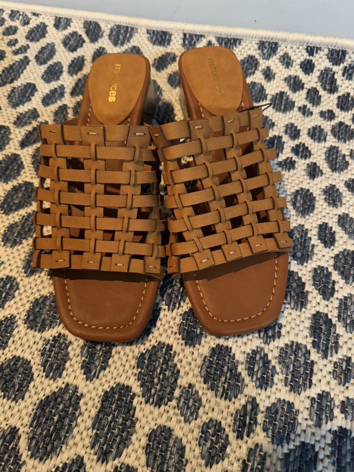 Maurice’s Peyton Slip On Sandals W Heel Brown 8 Brand New 