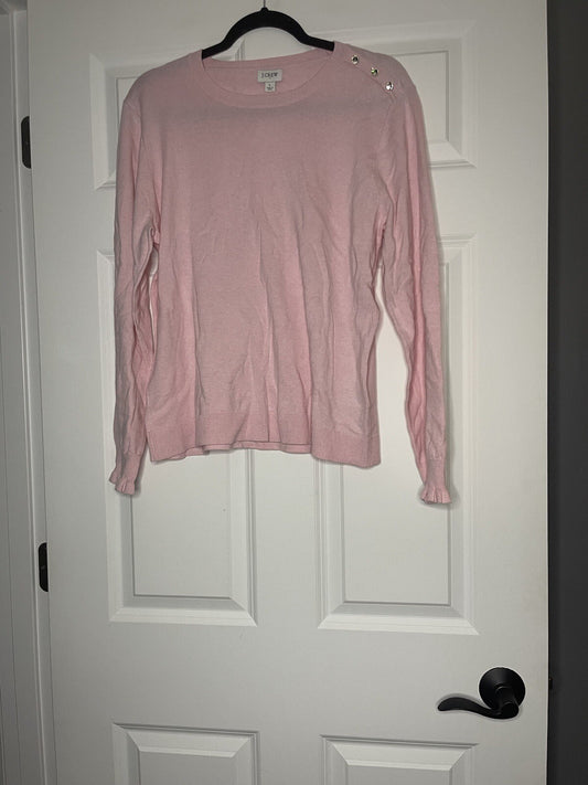 J Crew Lightweight Sweater Pink Beading On Left Shoulder Nwt Msrp 89.50