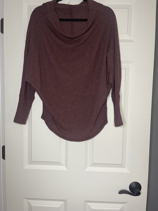 Wishlist waffle knit long sleeve blouse medium plum