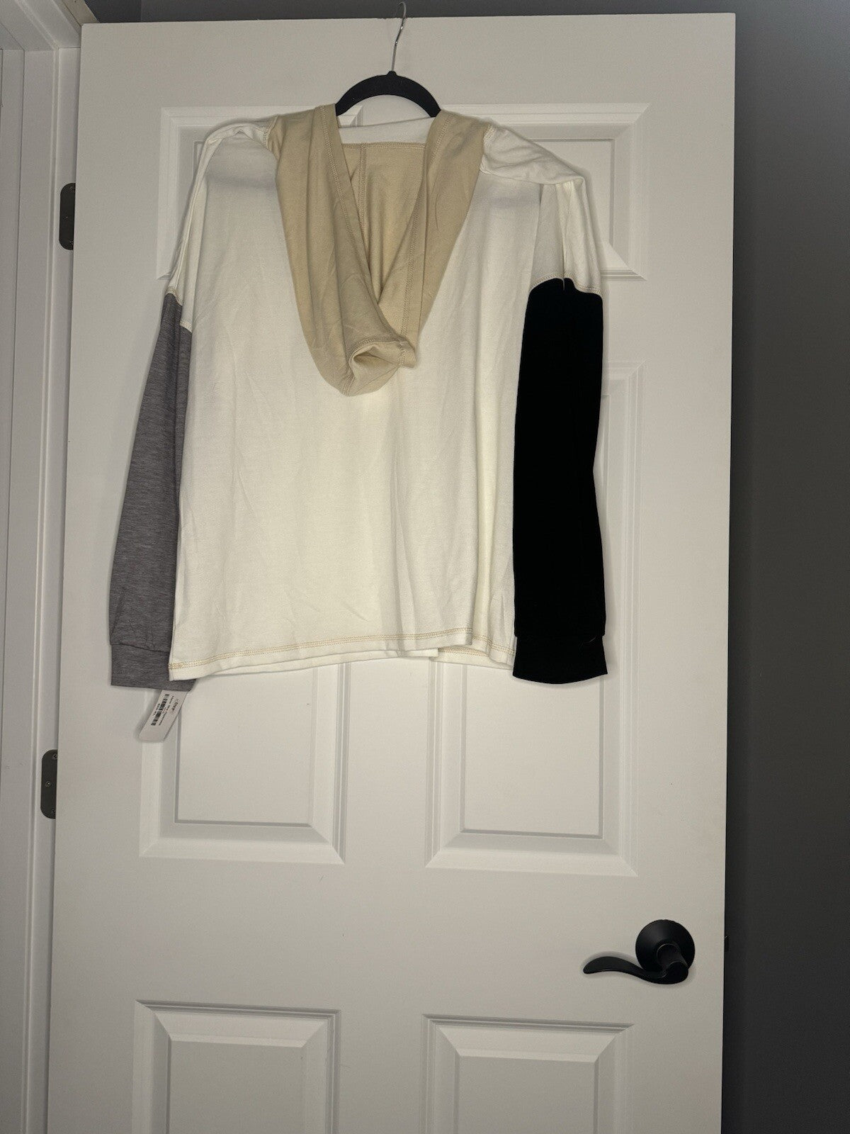 Unbranded Long Sleeve Hooded Top Xl Cream White Black Gray Nwt 34
