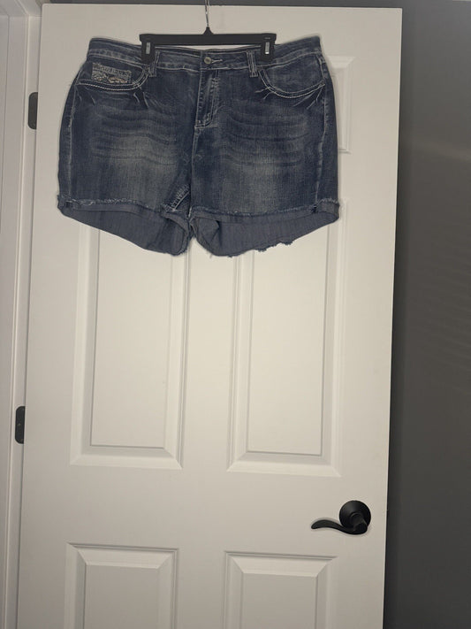 Cato Premium Women’s Shorts 20w Blue W Rhinestones On Pockets Nwt 