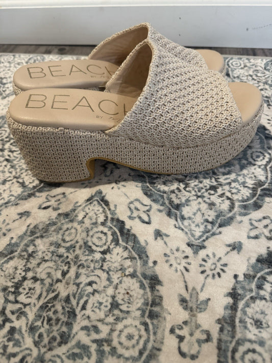 Beach By Matisse Beige Slip On Sandals With Heel Size 8