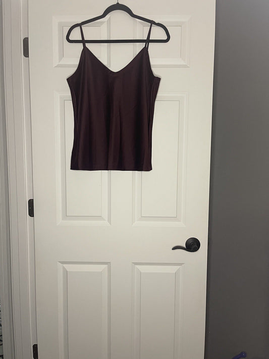 Ann Taylor Maroon Spaghetti Strap Sleeveless Blouse Large Nwt