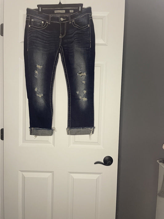 Bke Stella Jean Capris Distressed Size 29 Blue