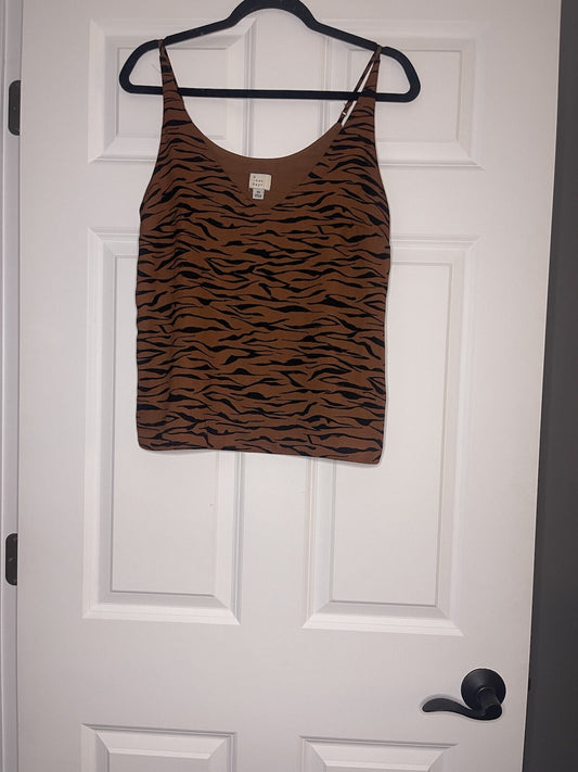 A New Day Sleeveless Blouse Brown Black Animal Print XS 
