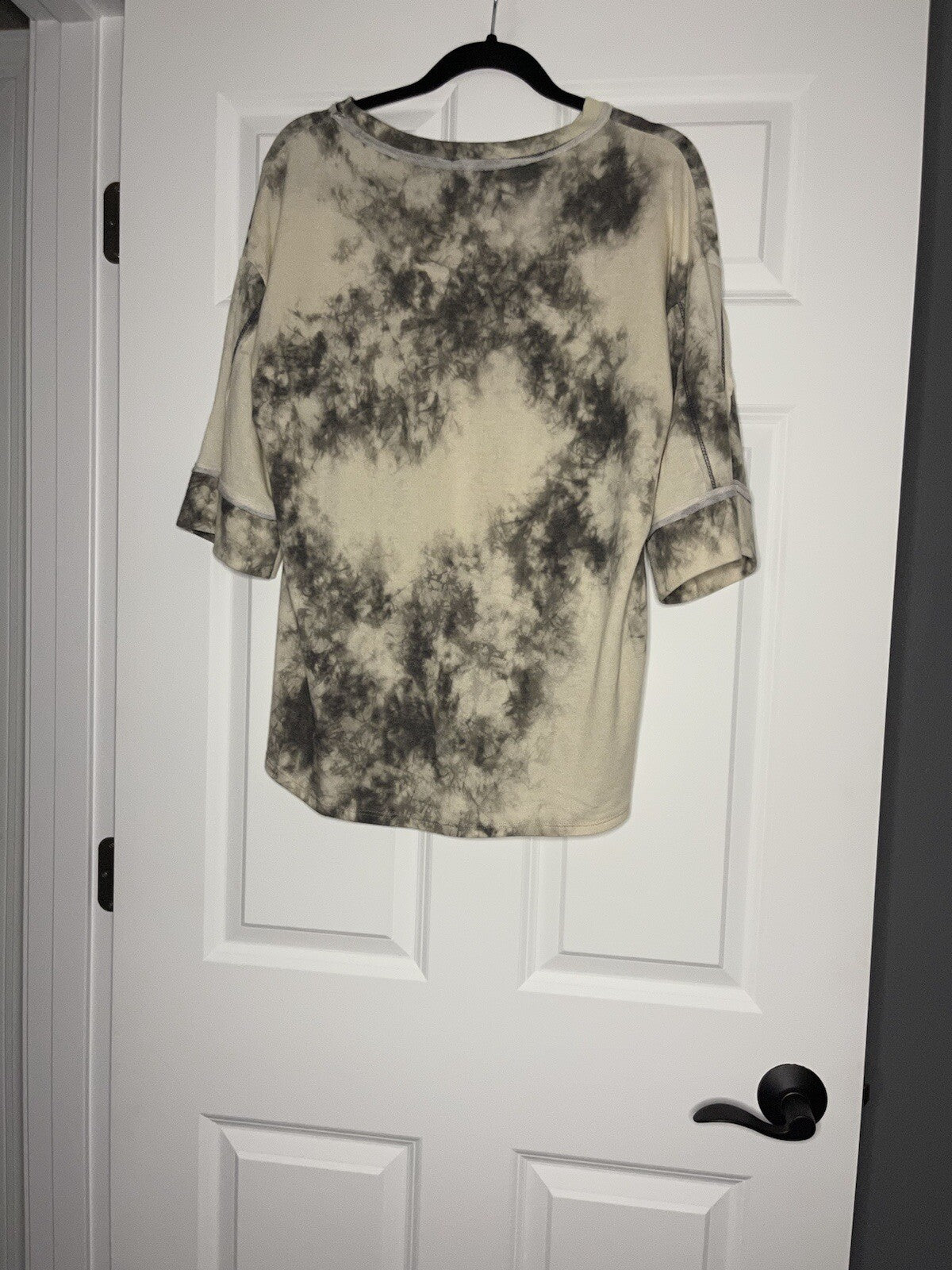 White birch 2 piece lounge set medium cream and gray tie dye print 