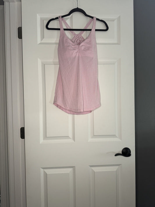 Lululemon Light Pink Tank Top Size 6 Built In Bra No Padding 