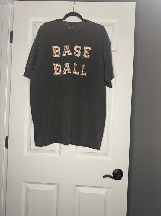 Comfort Colors T Shirt Baseball 2x Charcoal W White Gold Red Lettering 