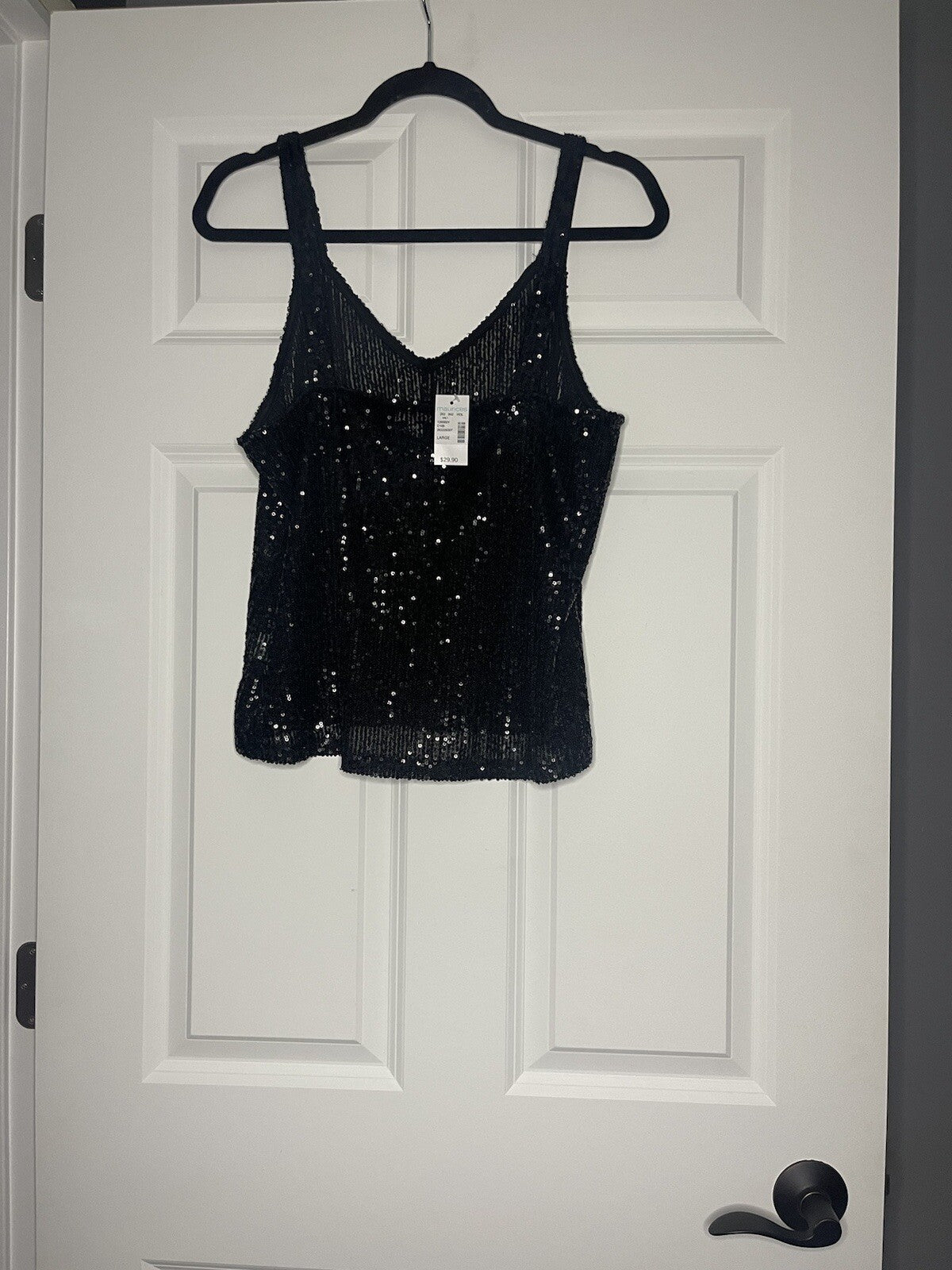 Eyeshadow sleeveless blouse black with sequins large NWT