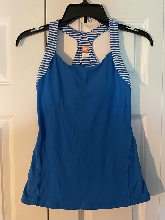 Lucy activewear size xs workout tank with built in bra blue