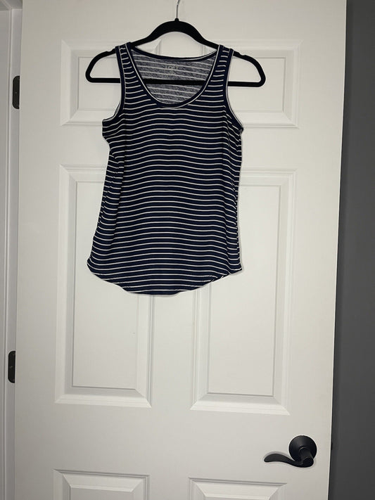 Loft sleeveless blouse xs petite navy white striped
