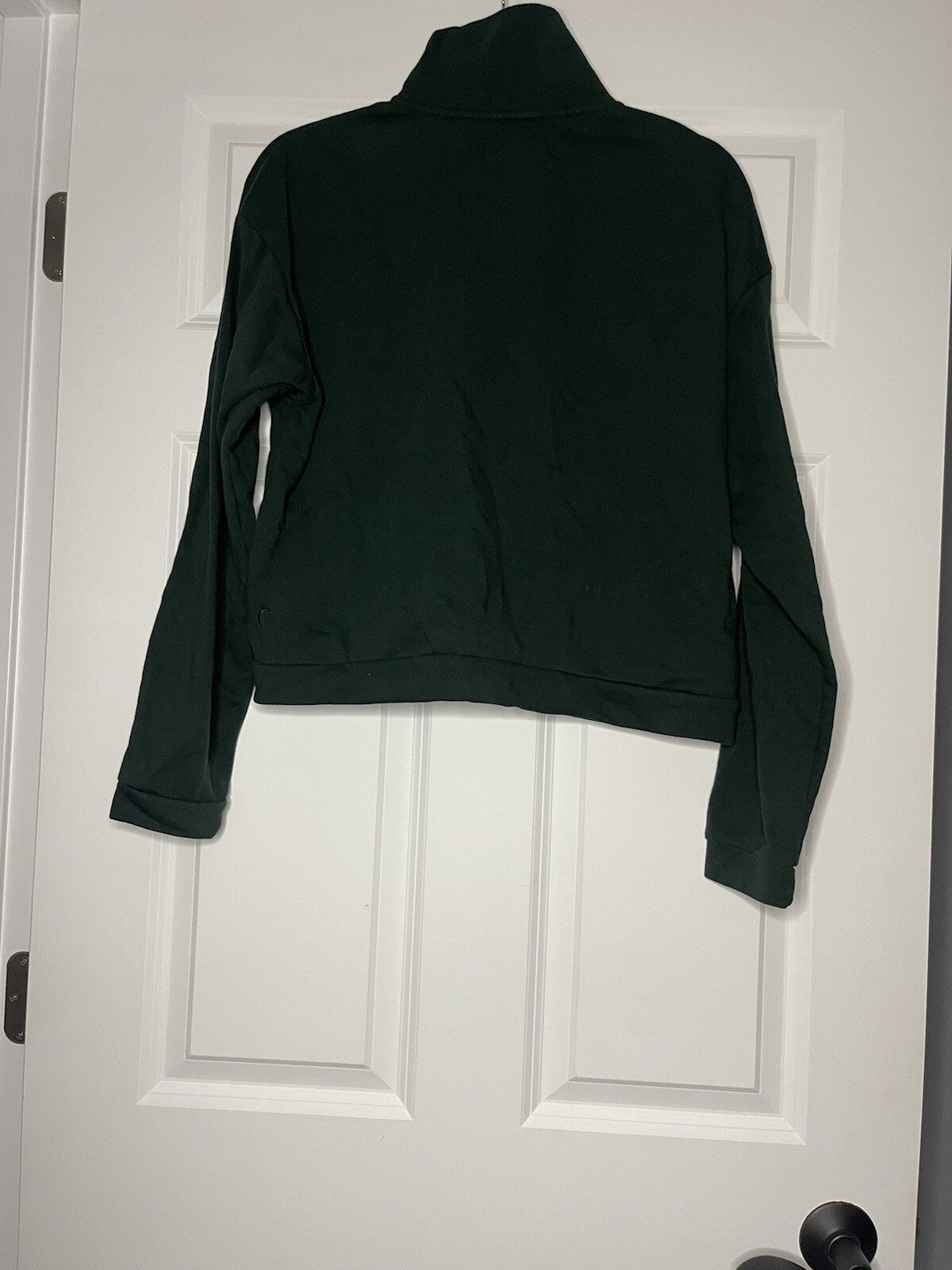 Zyia Cropped Half Zip Sweatshirt Hunter Green Large 