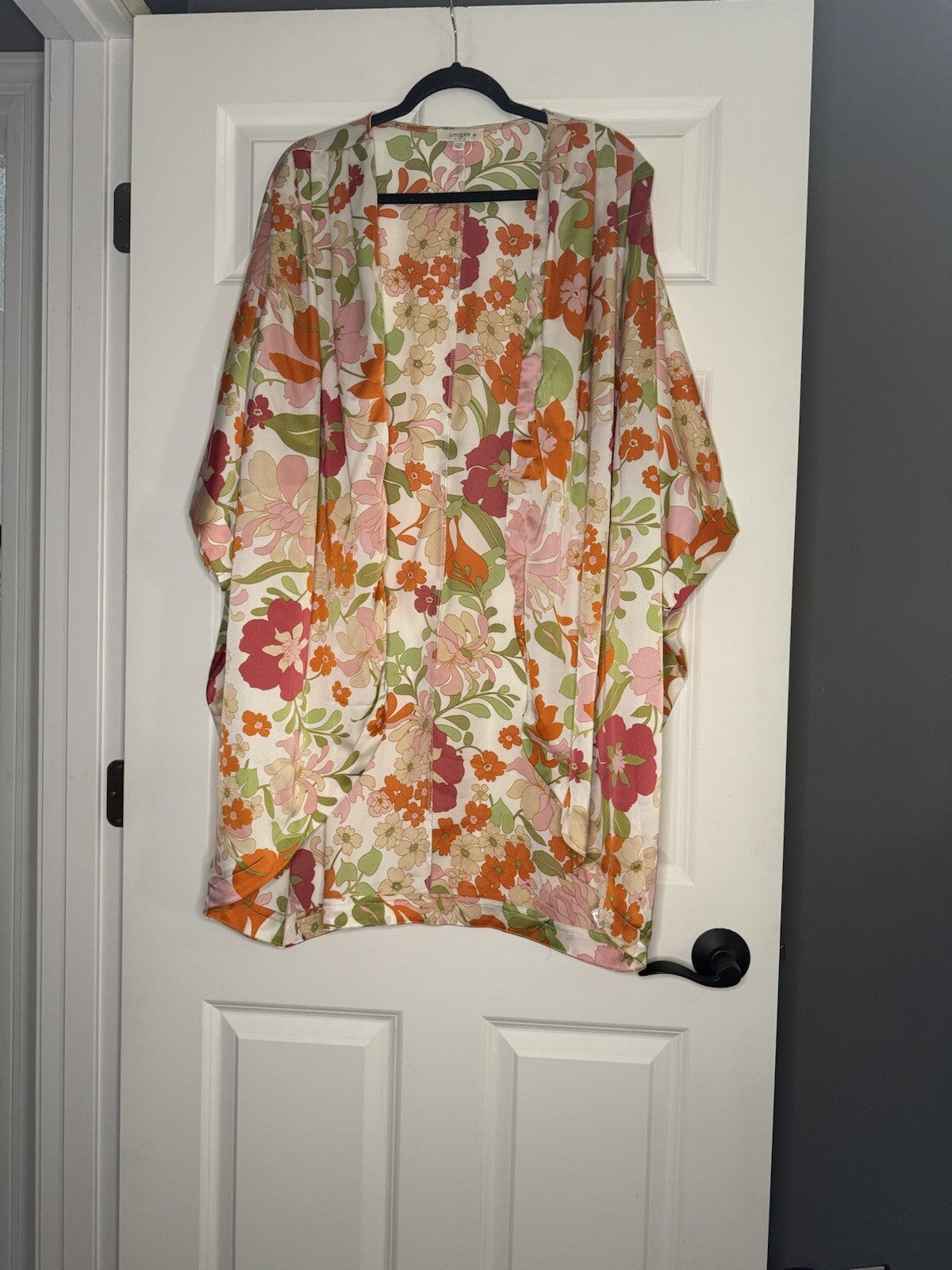Umgee Kimono Xl/1x Ivory W Multi Floral Print