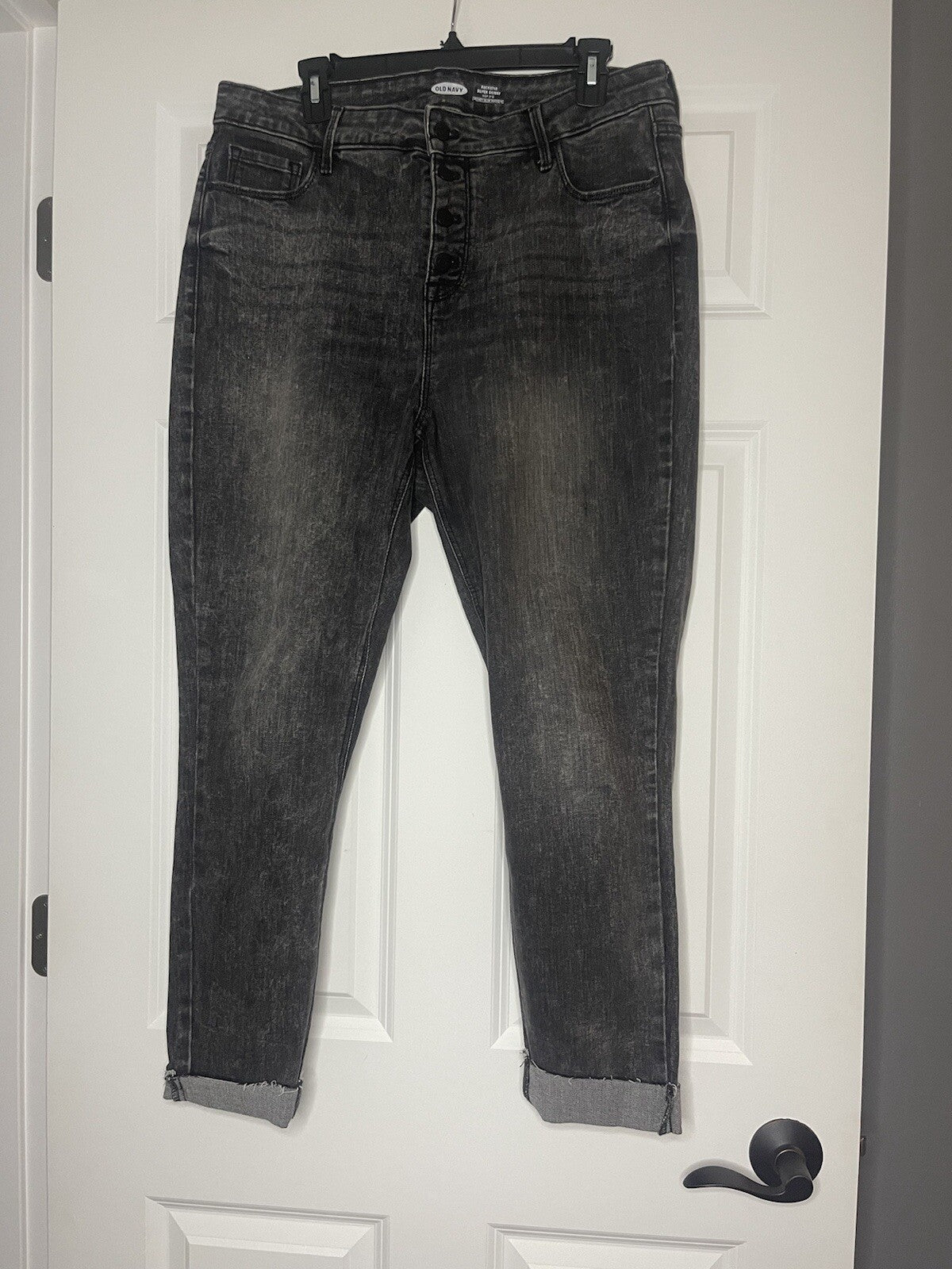 Old Navy Rockstar Super Skinny High Rise Jeans 14 Black Acid Wash