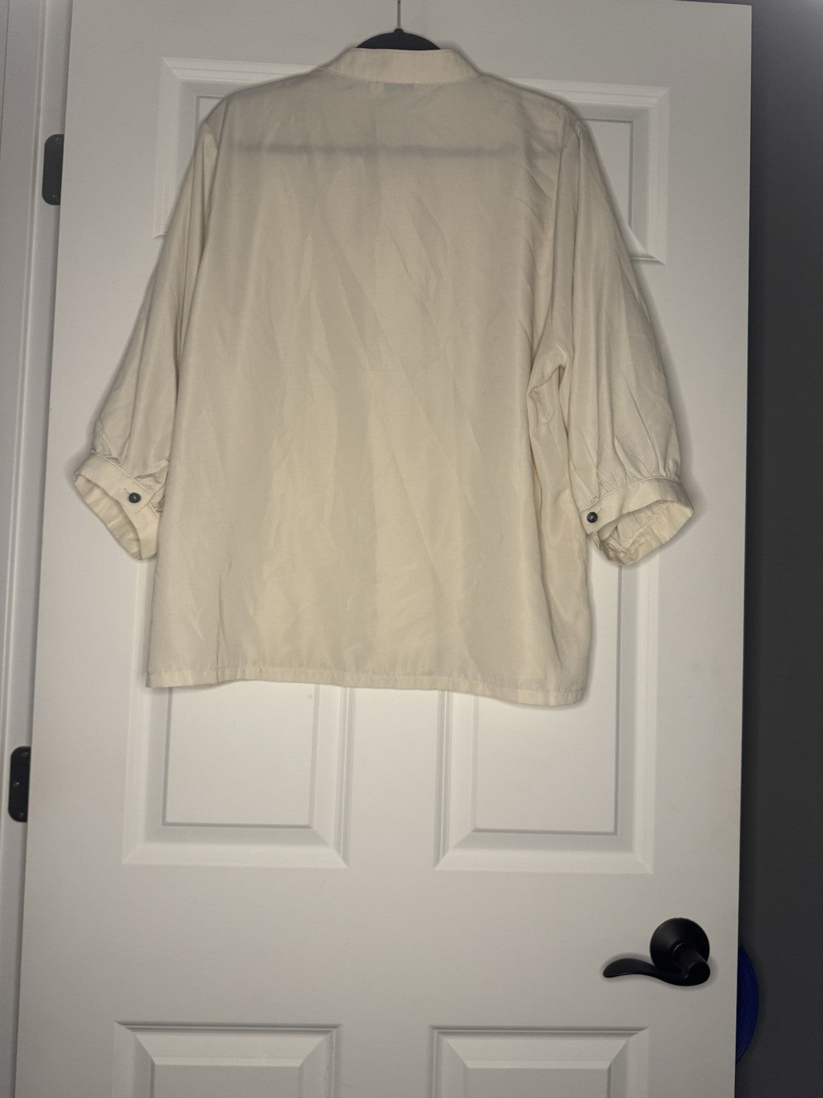 Molly Bracken 3/4 Sleeve Button Up Blouse Ivory Xl Decorative Bow 
