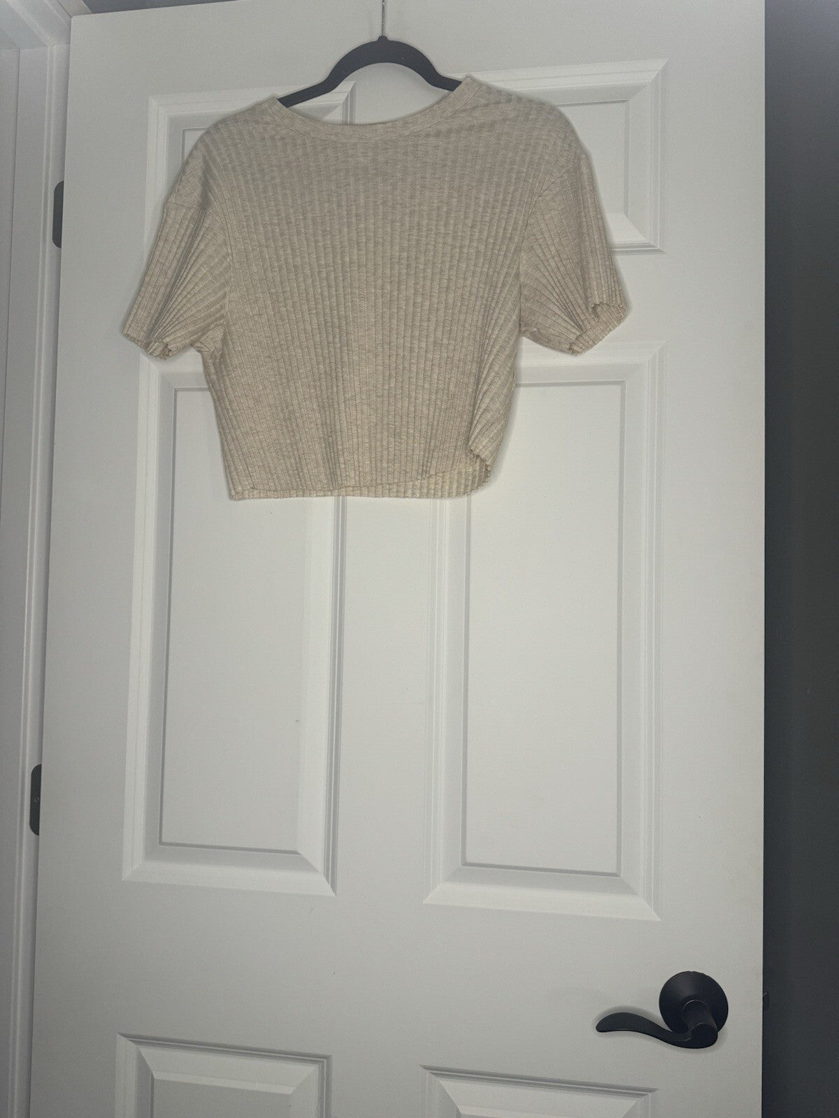 Hm Short Sleeve Ribbed Beige Shirt Small