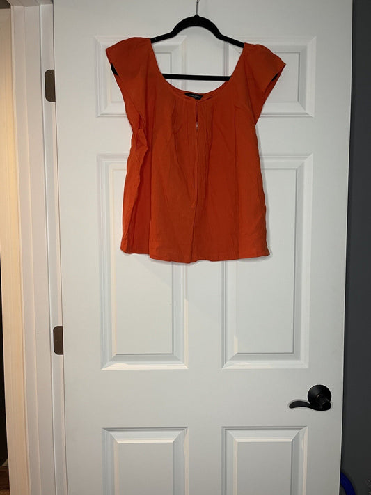 Banana Republic short sleeve blouse large reddish orange NWT