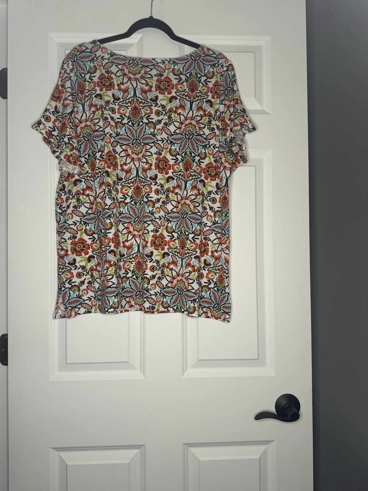 Loft Plus 16/18 Short Sleeve Blouse White Mauve Red Blue Green Floral 