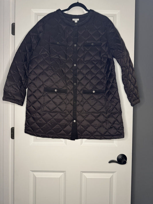 J Jill Down Quilted Jacket Espresso 1x New With Tags Msrp 209