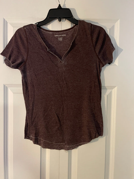 American Eagle short sleeve blouse xs heathered purple 