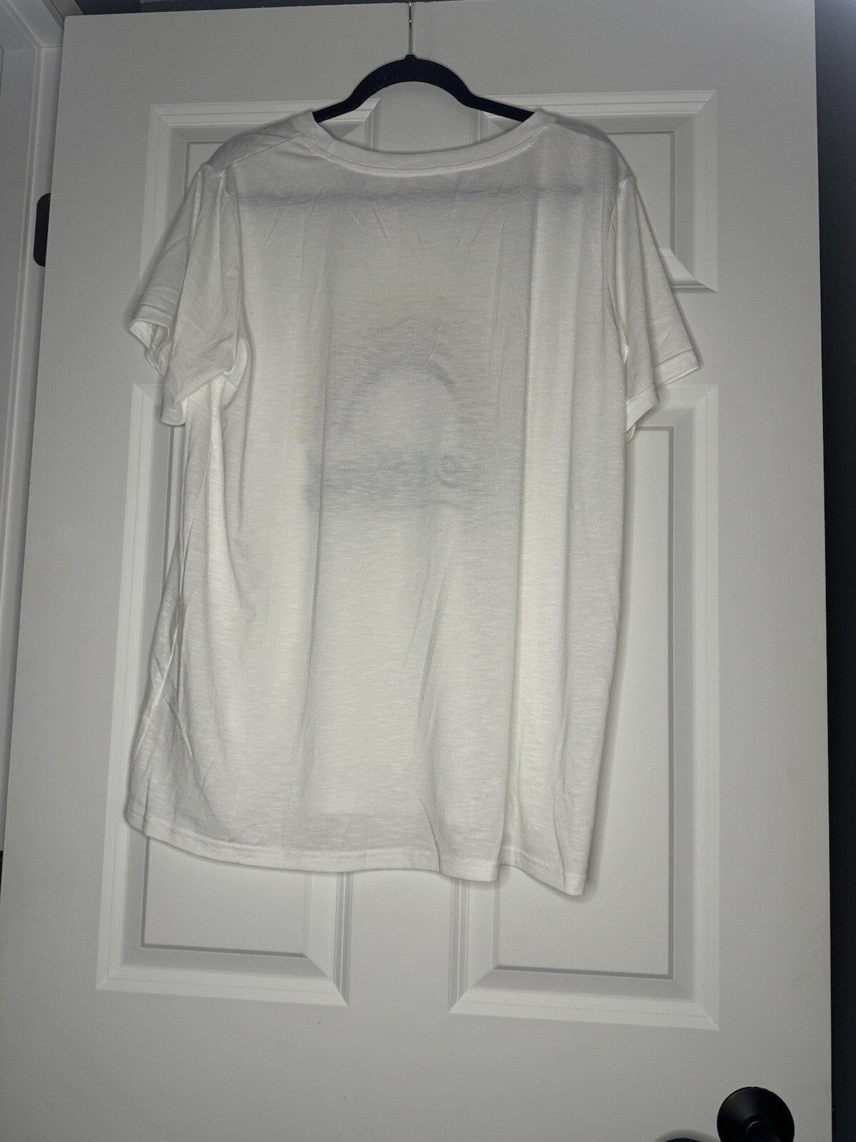 Unbranded T Shirt 2x White W Multi Graphic Be Kind