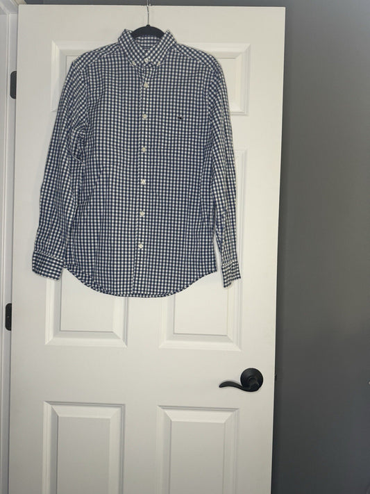Vineyard Vines Classic Fit Tucker Shirt Blue White Check Small