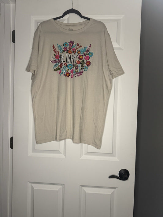 Texas True Threads T Shirt 2xl Be Happy Beige Multicolor 
