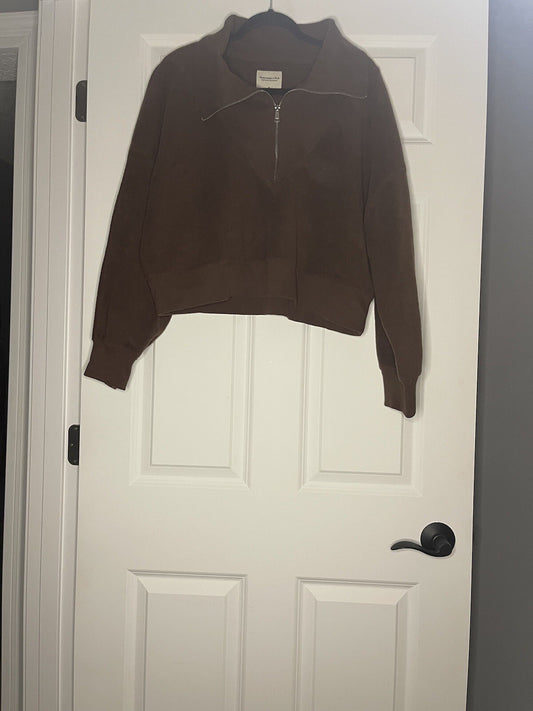 Abercrombie And Fitch Soft Af Collection Half Zip Sweatshirt Xl Brown 